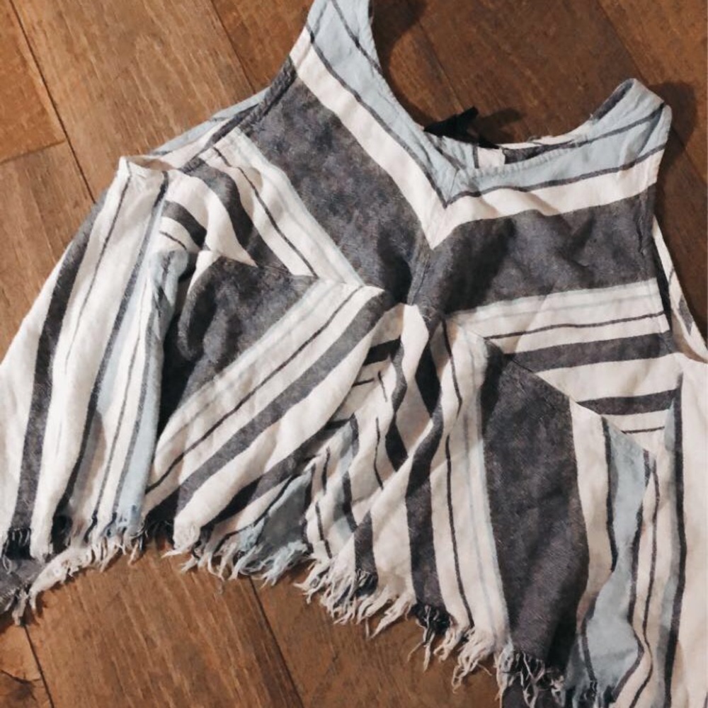 Blue striped tank top with open back